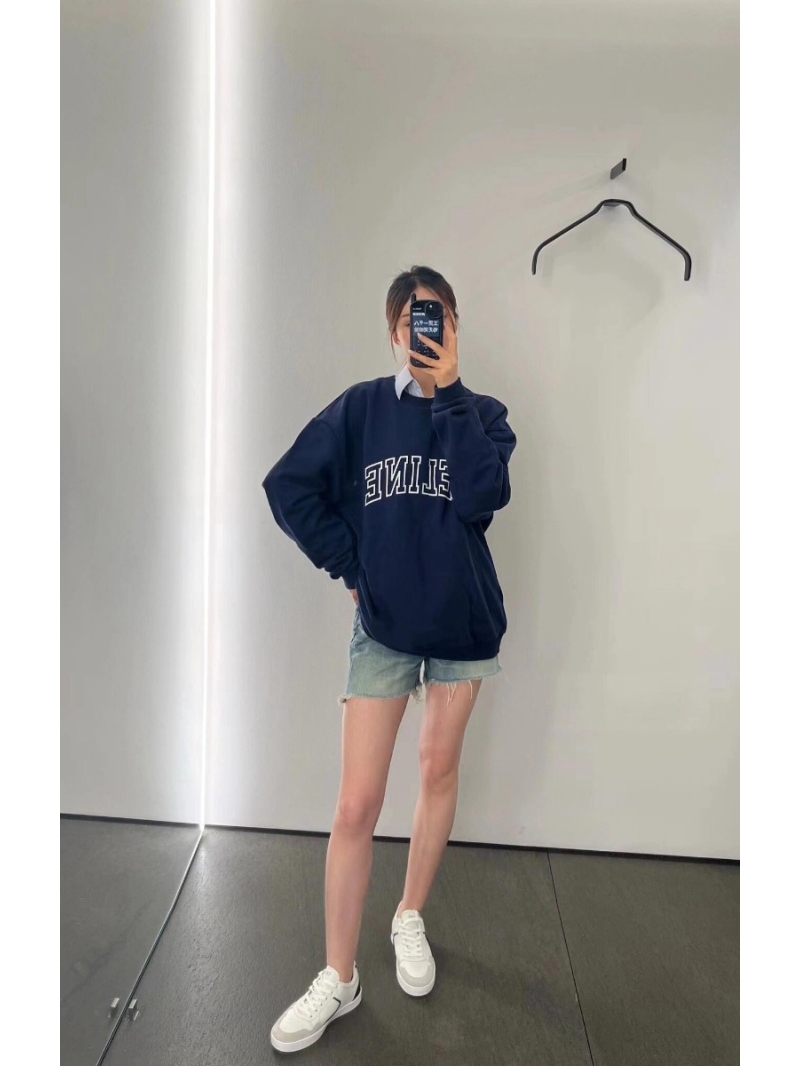 Celine Fall/Winter Logo Print Crewneck Sweatshirt – Navy