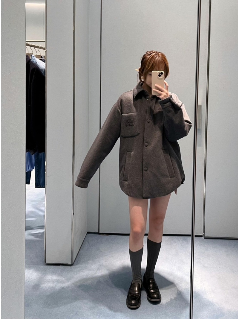 Miu Miu 24FW Oversized Wool Down Shirt Jacket