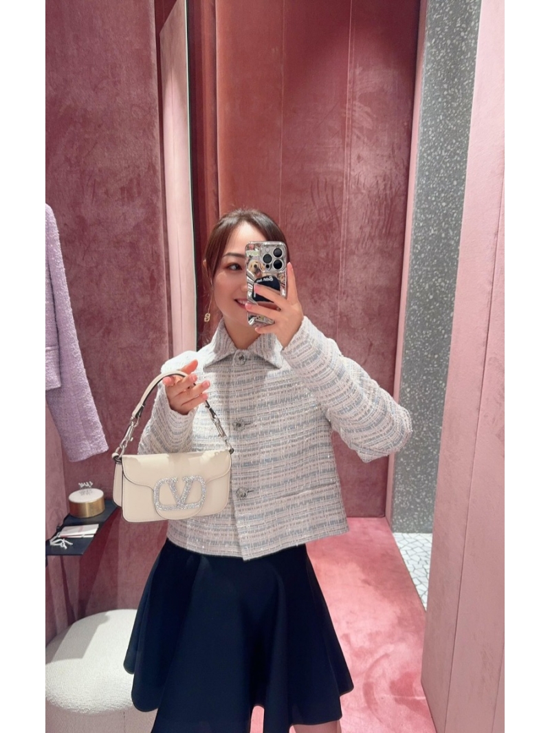 Valentino 24FW Sequin Tweed Short Jacket (Blue/White)