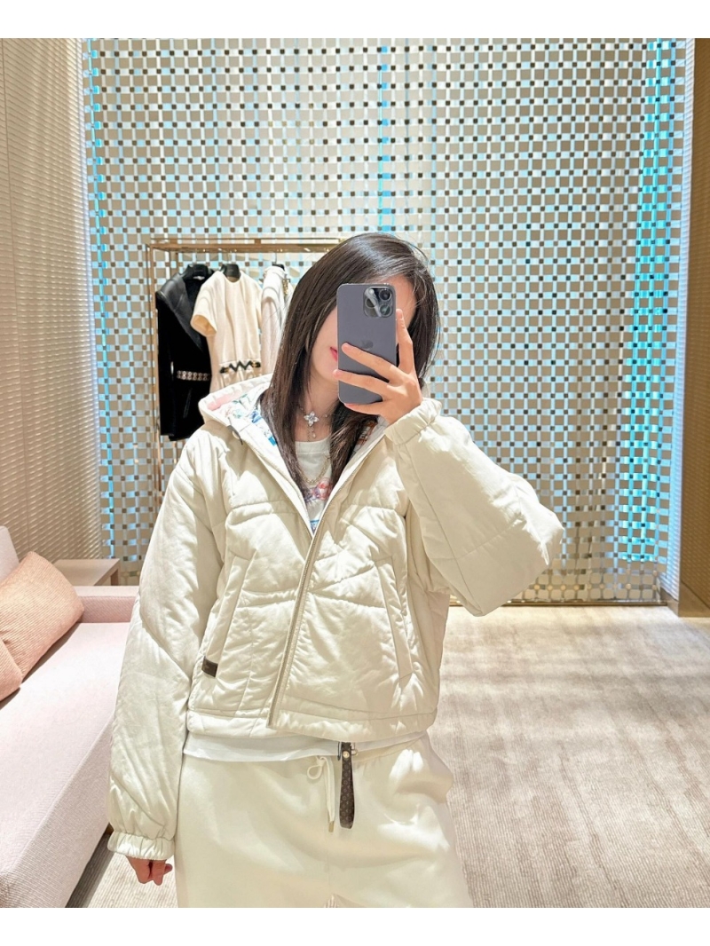 Louis Vuitton LV 24FW Monogram Zip-Up Hooded Cotton Jacket (Cream)