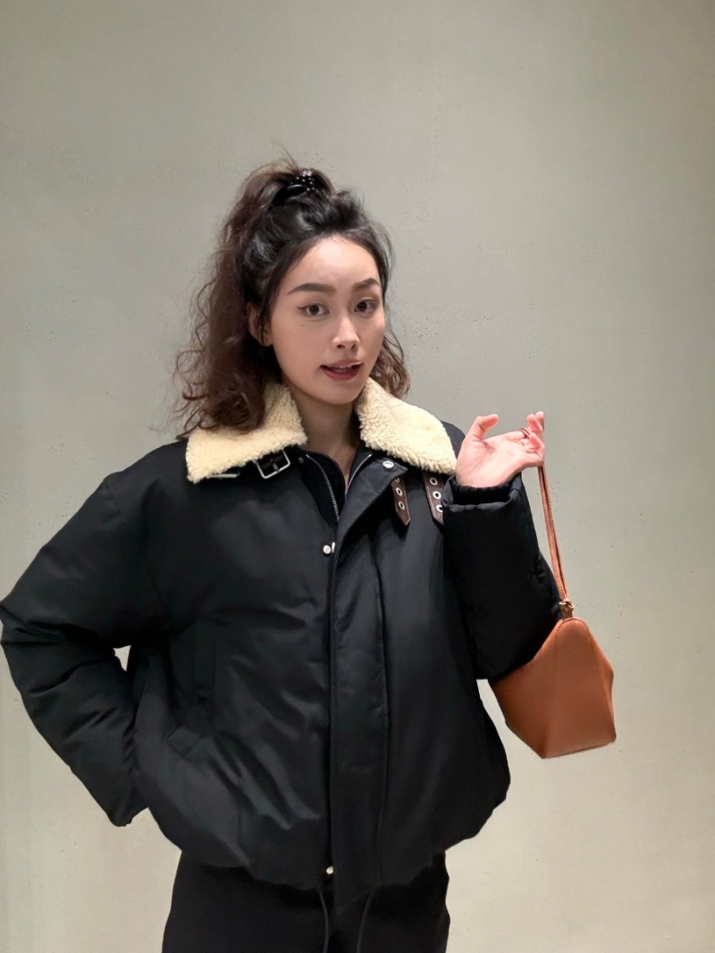 Loewe FW24 Shearling-Collar Oversized Jacket - Black