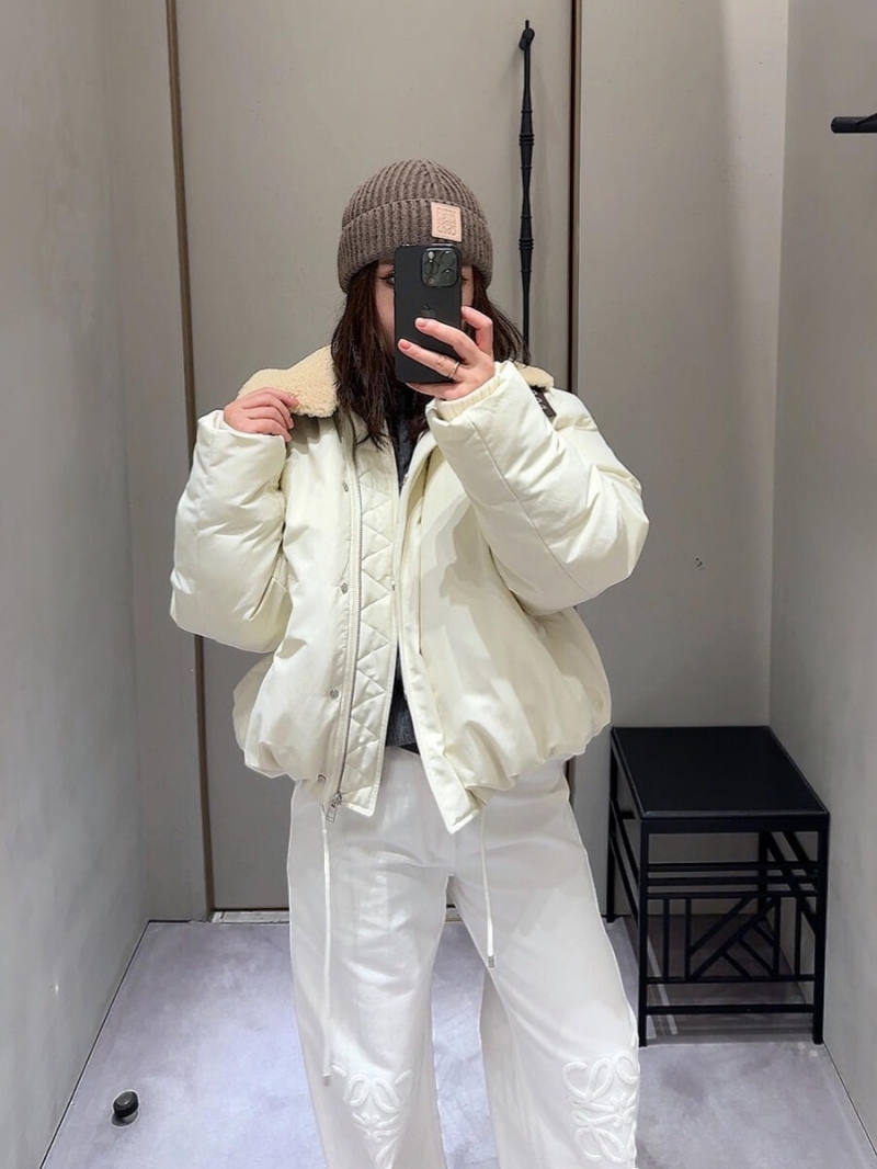 Loewe FW24 Shearling-Collar Oversized Jacket - Cream White