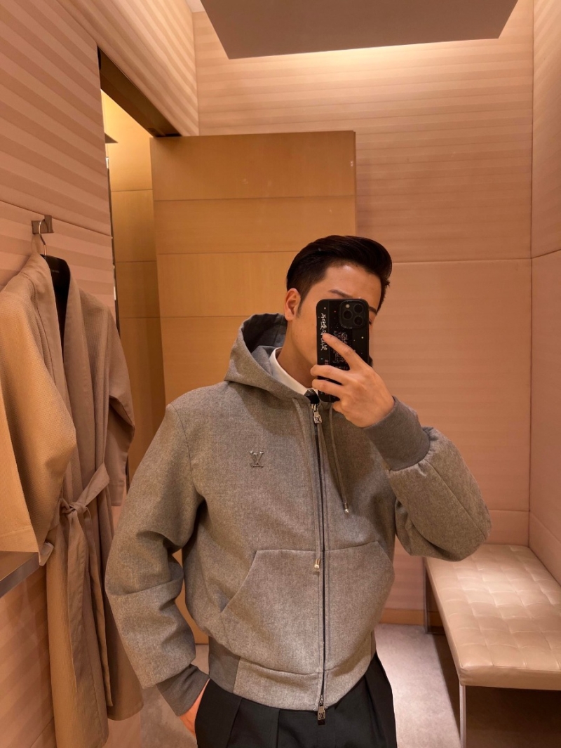 Louis Vuitton LV FW24 Grey Wool Zip-Up Hoodie