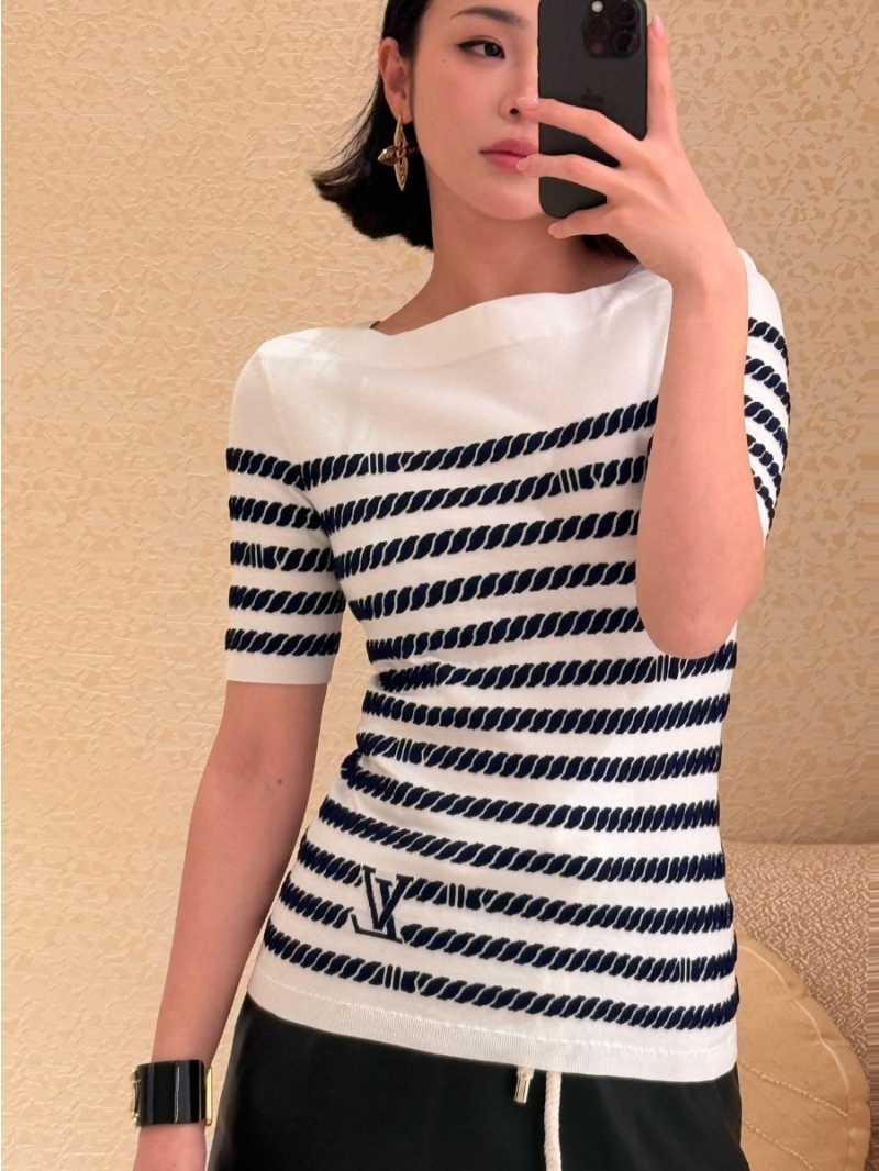 Louis Vuitton LV 25SS Spring/Summer Nautical Rope Knit Top in Striped Pattern