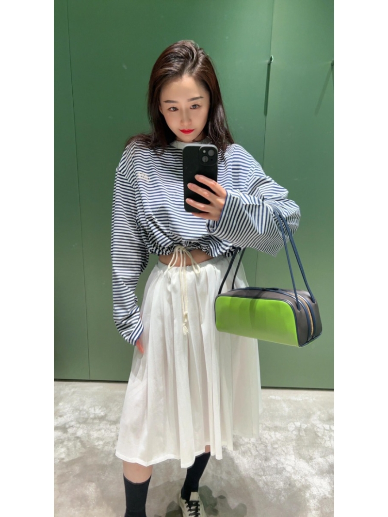 Prada 25Ss Early Spring Elegant Pleated Skirt in Cream