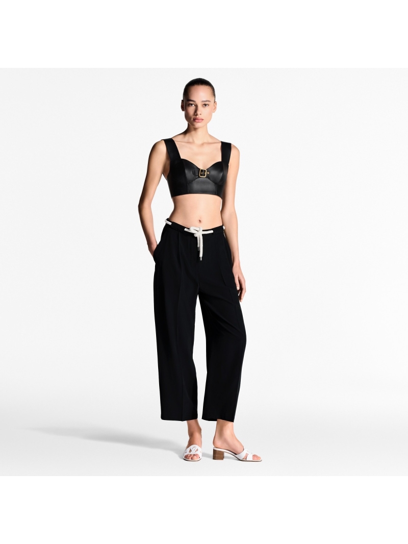 Louis Vuitton LV 25SS Elegant Twisted-Rope Trousers Black