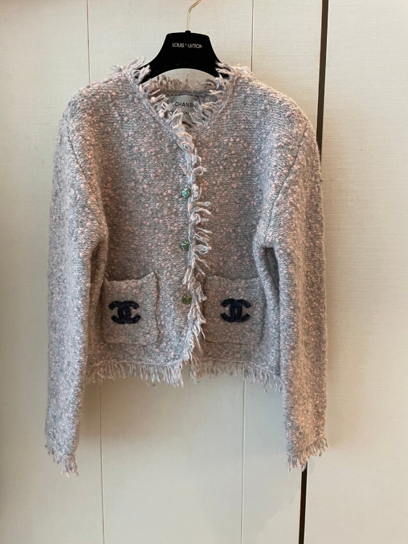 Chanel Early Spring Collection Wool Cardigan Jacket. Light Blue