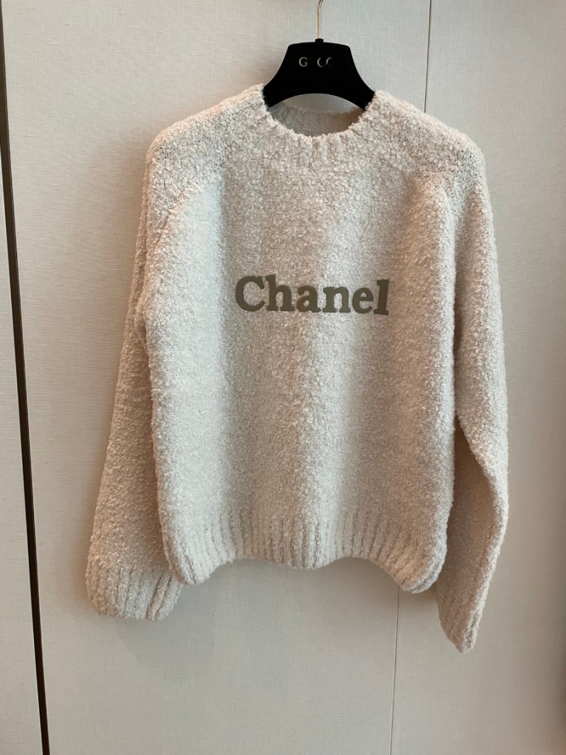 Chanel CC Luxe Bouclé Wool Sweater - Off-White