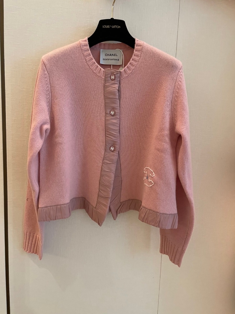 Chanel CC Collection Soft Pink Wool Cardigan