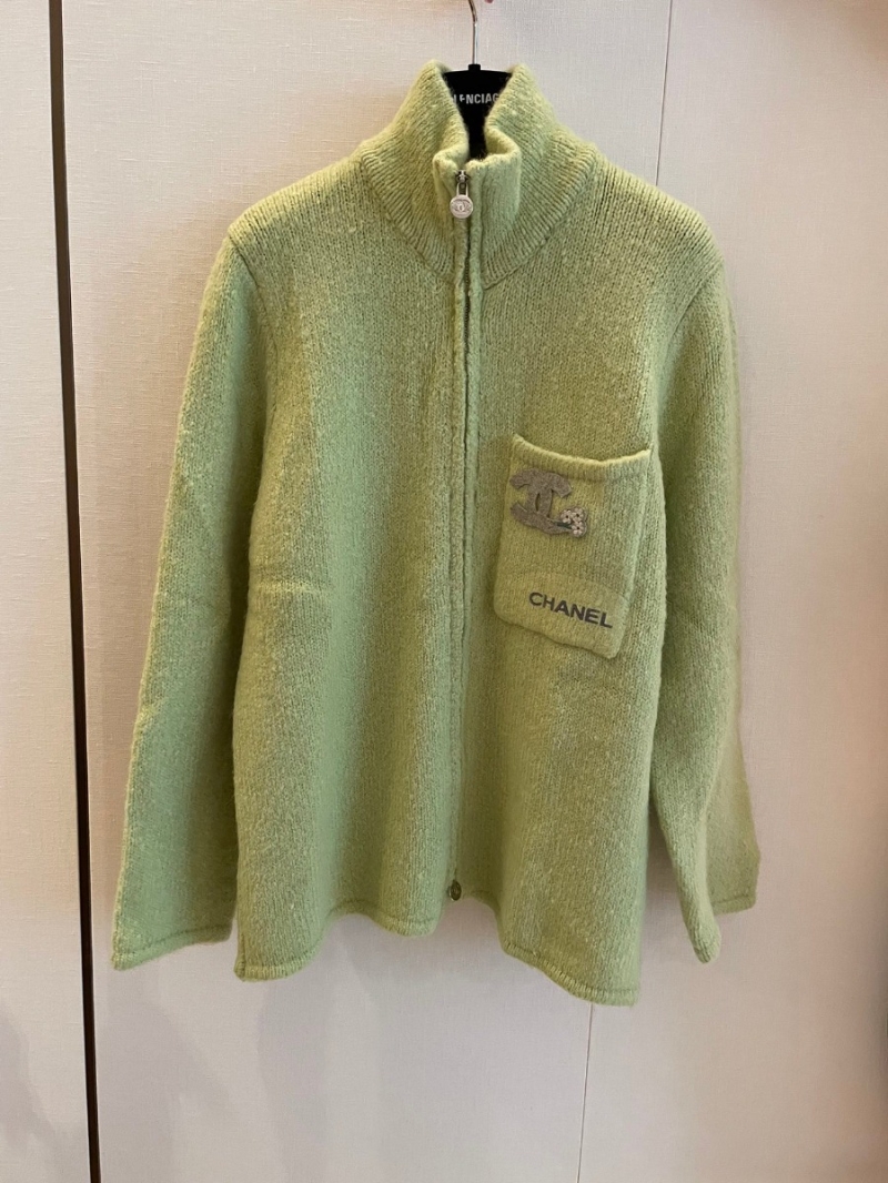 Chanel CC New Collection Oversized Knit Sweater in Fresh Green