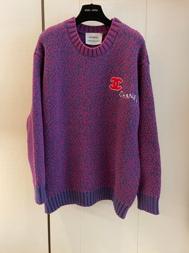 Chanel CC Iconic Wool Knit Sweater in Purple