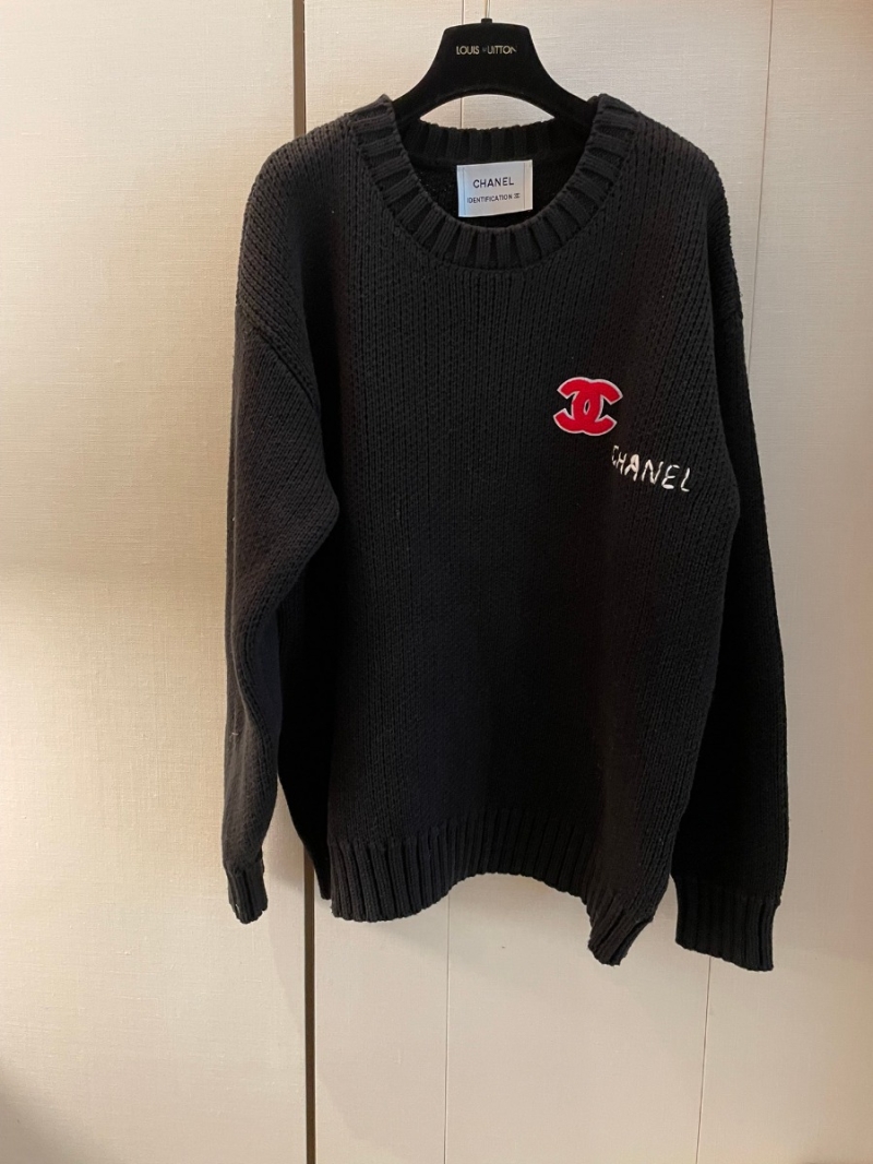 Chanel CC Iconic Wool Knit Sweater in Black