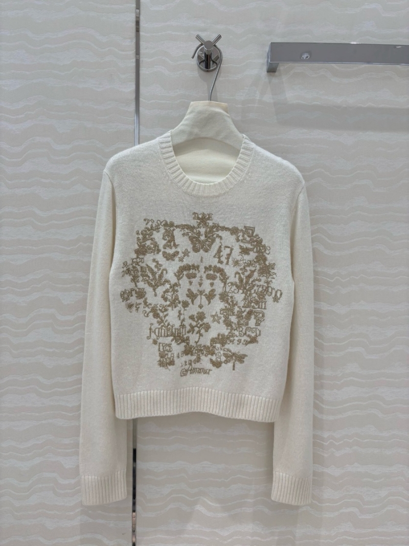 Dior Miss Dior Valentine’s Day Limited Edition Cashmere Sweater – Amour 1947 Embroidery White Gold