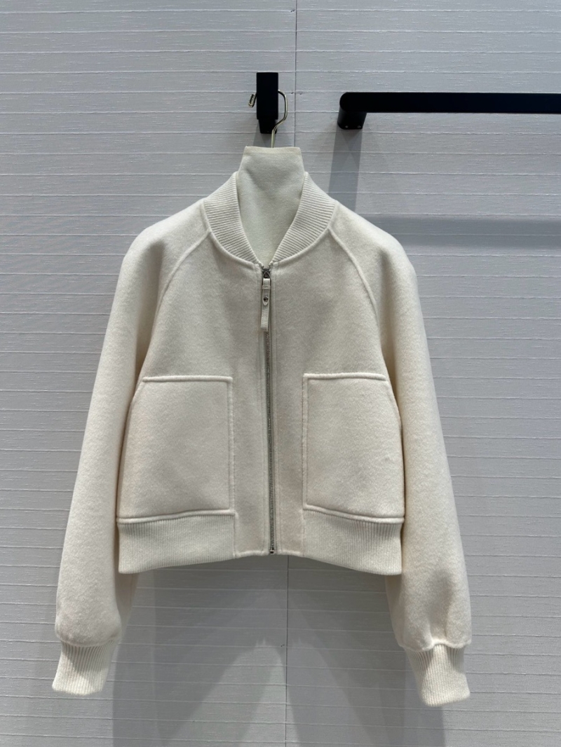 Hermes Double-Faced Cashmere Bomber Jacket White