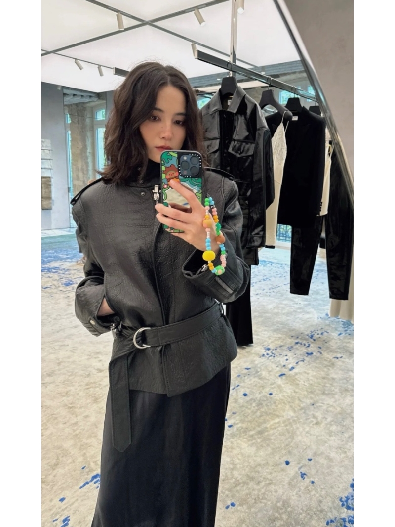 YSL Saint Laurent Limited Edition Lambskin Leather Belted Hunting Jacket – Timeless Elegance and Versatility