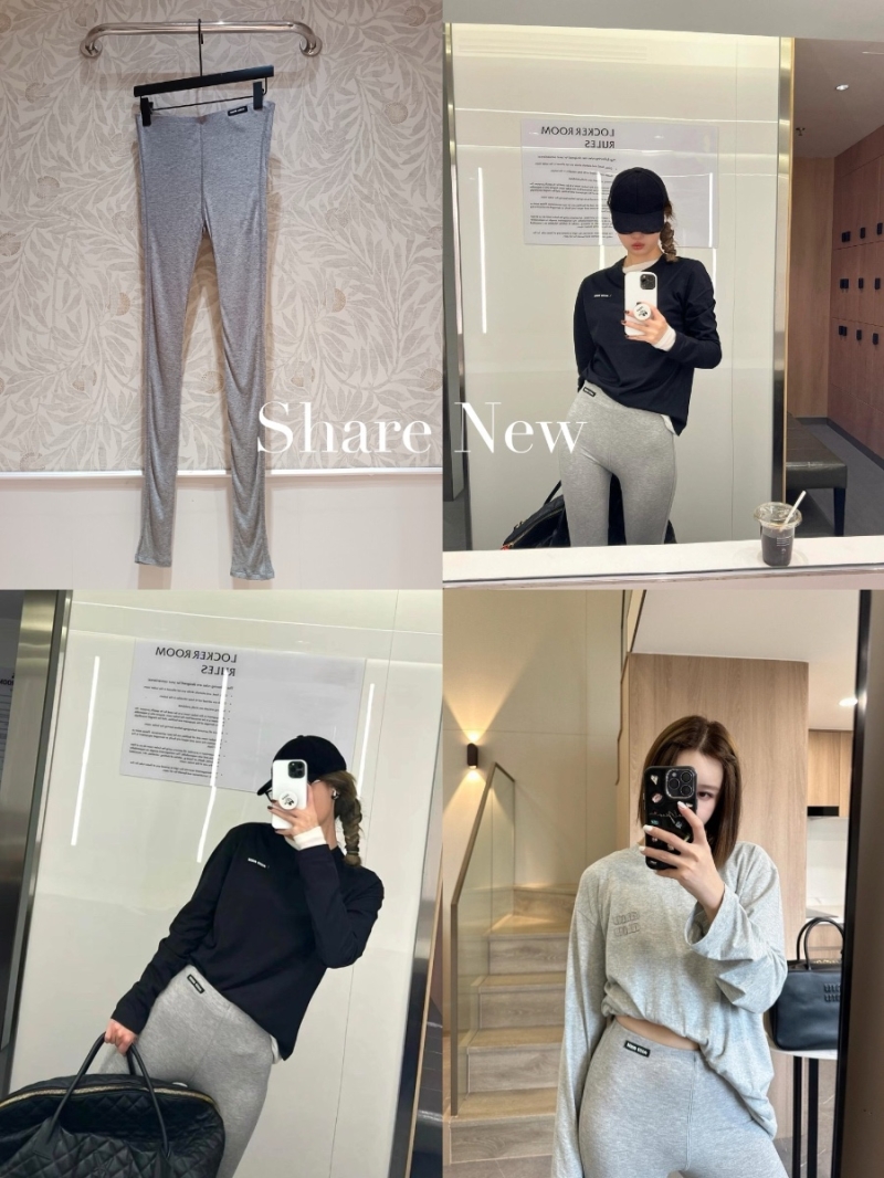 Miu Miu Silk-Blend Leggings Grey