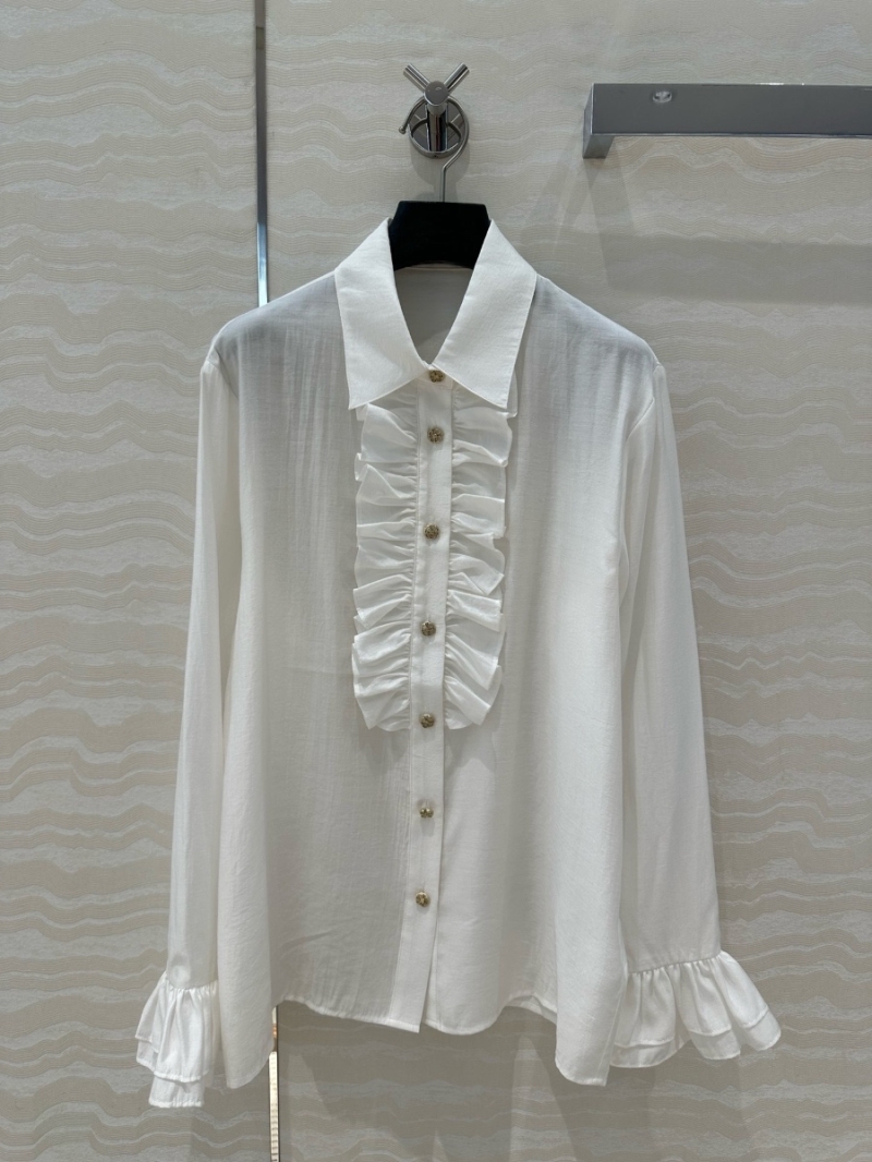 Chanel Coco Girl Ruffled Silk-Cotton Blouse White – French Elegance with a Modern Twist
