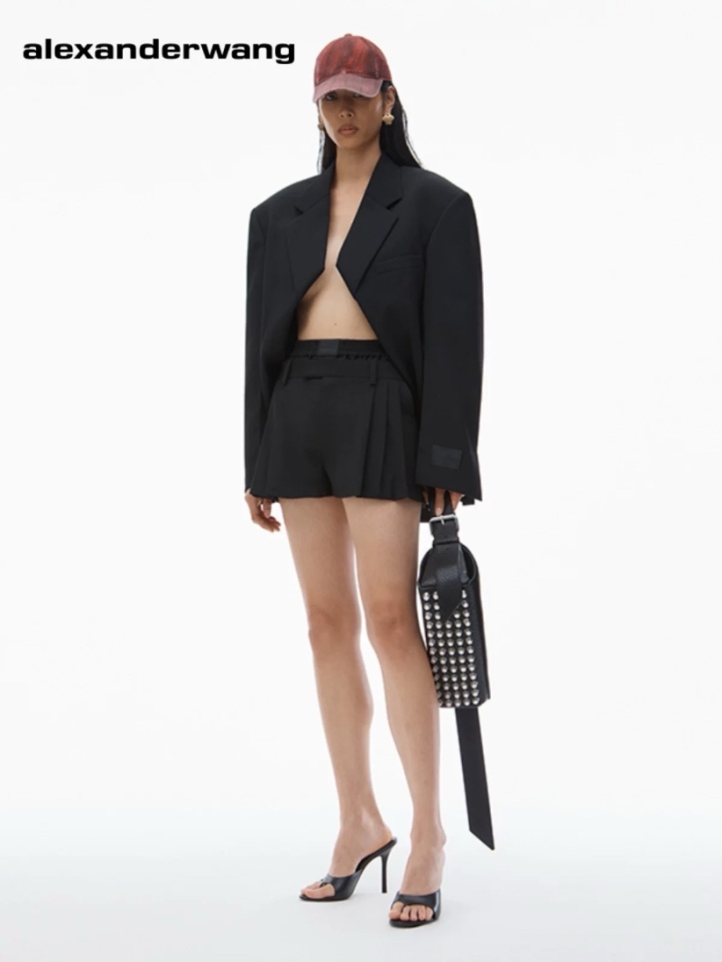 Alexander wang Dual-Waistband Pleated Utility Shorts Black