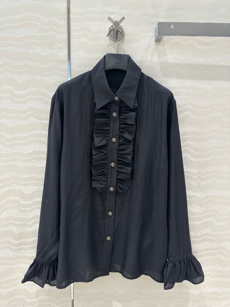 Chanel Coco Girl Ruffled Silk-Cotton Blouse Black – French Elegance with a Modern Twist