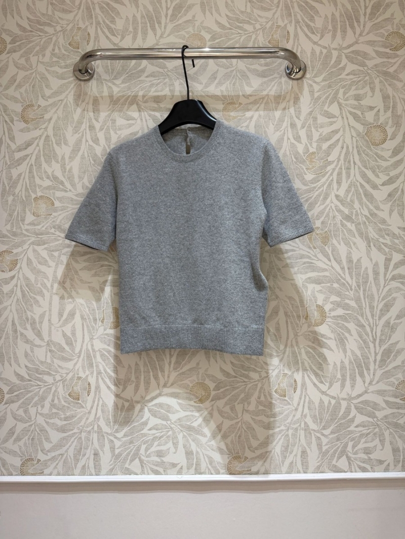 Saint Laurent YSL Airy Knit Wool Top - Light Grey