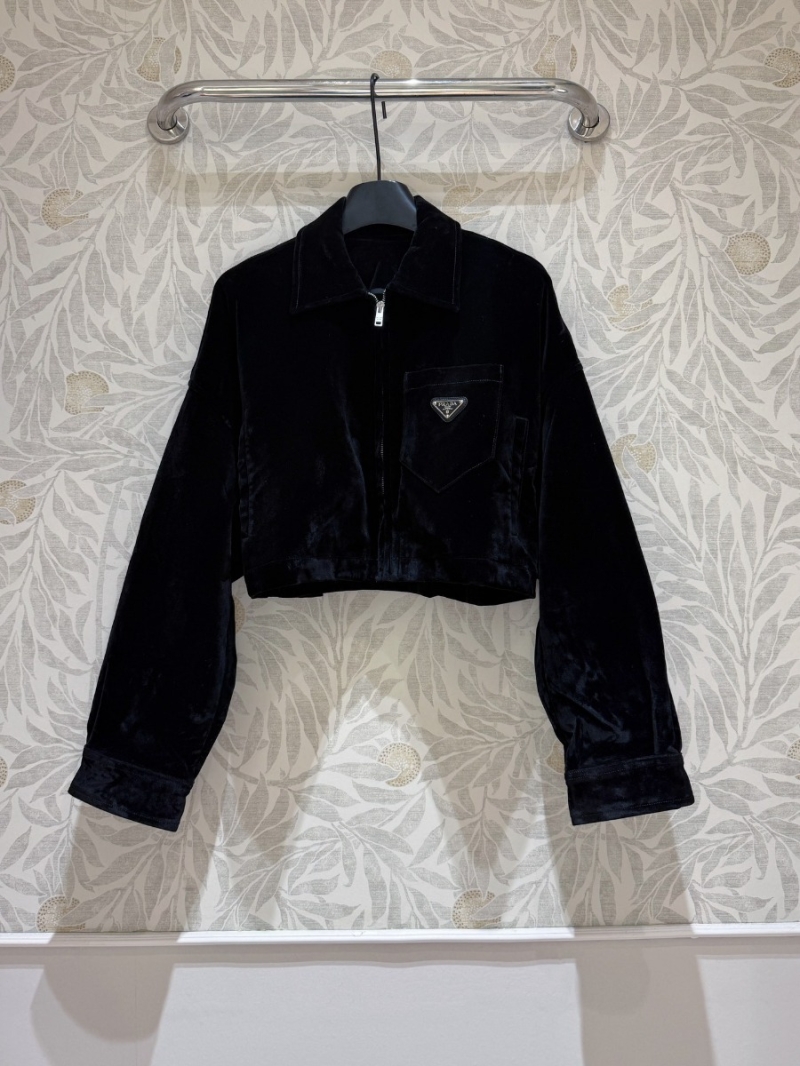 Prada Custom Velvet Cropped Jacket - Black
