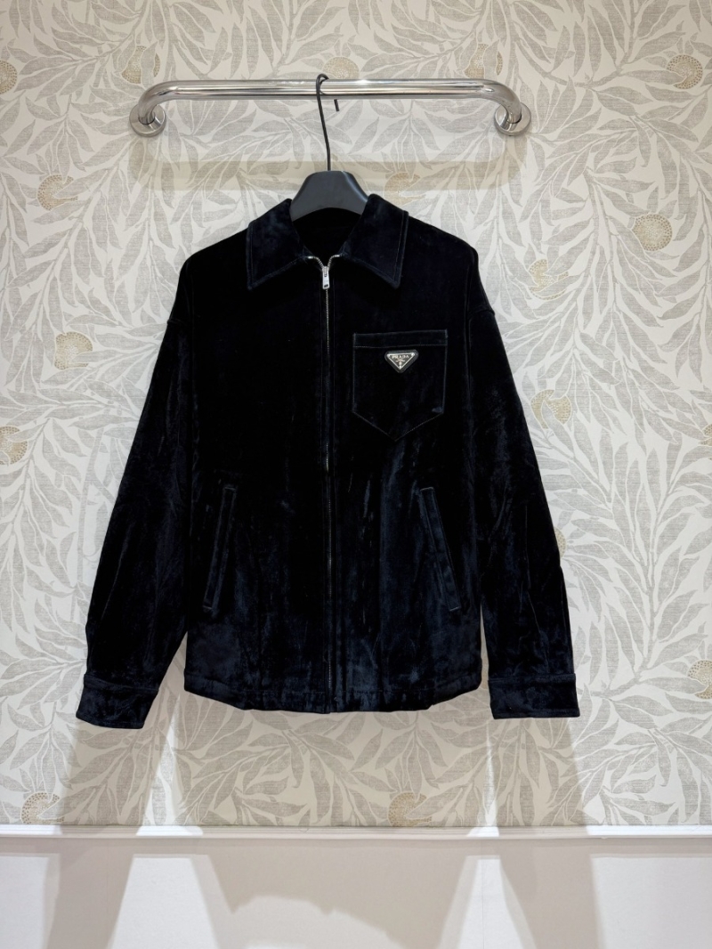Prada Custom Velvet Long Jacket - Black