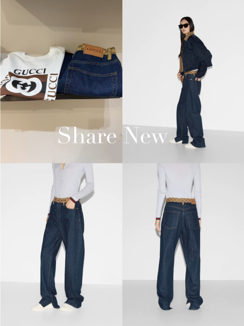 Gucci 2025 NEW GG Monogram Waistband Mid-Rise Denim Jeans