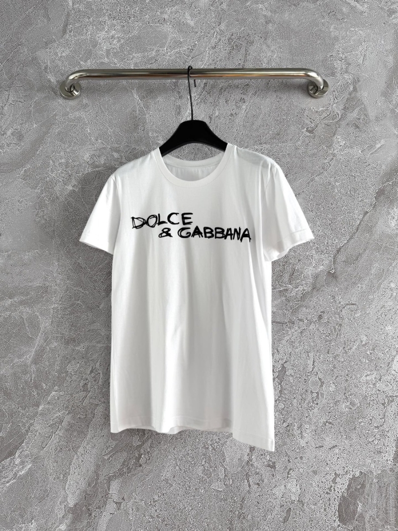 Dolce & Gabbana D&G Luxe Flocked Print T-Shirt in White