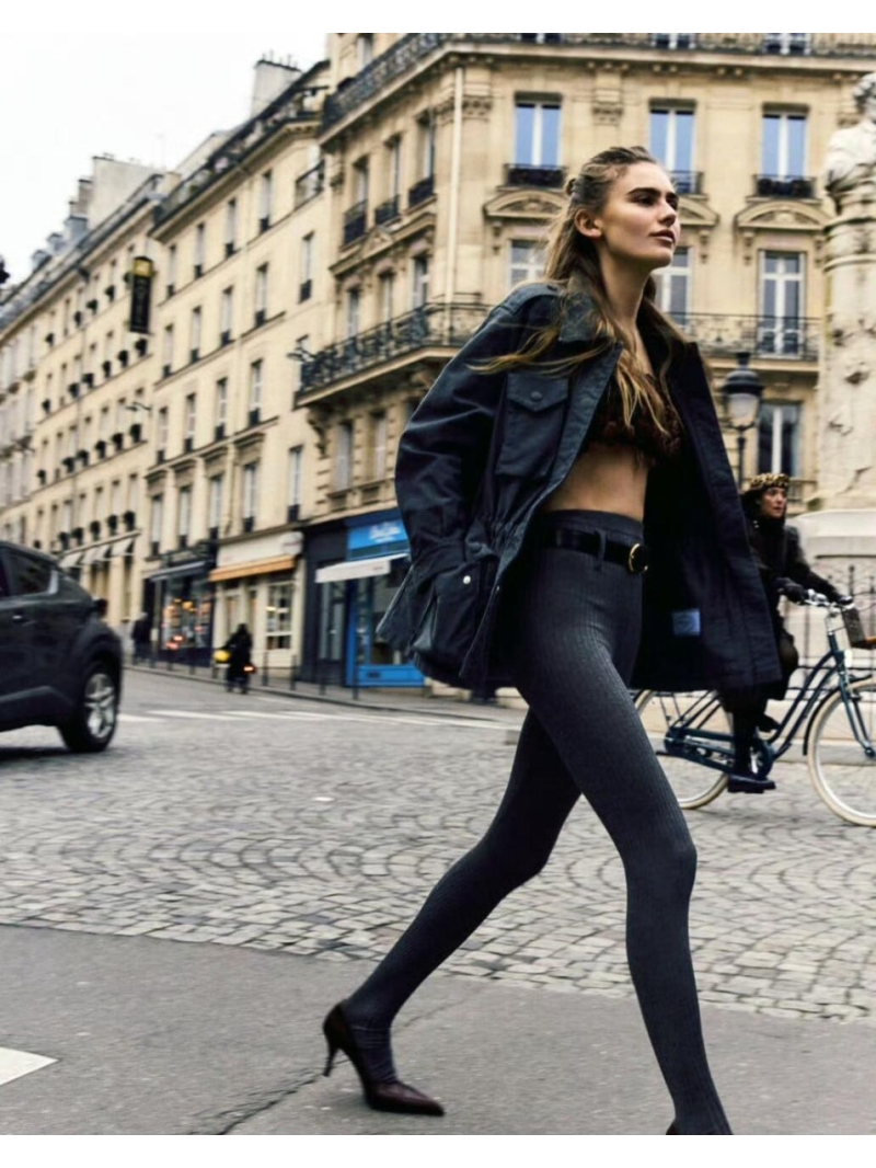 Prada 2025 Statement High-Stretch Pantyhose Leggings Charcoal