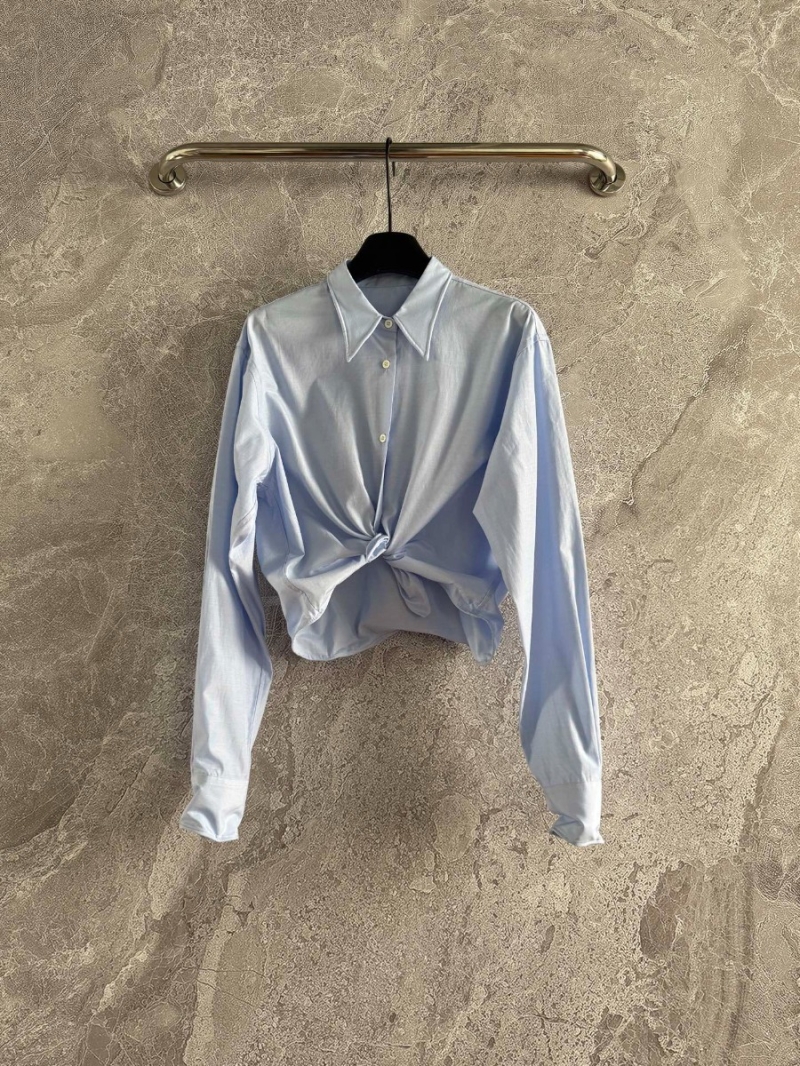 Prada TwistPlay Playful Knotted Shirt in Blue