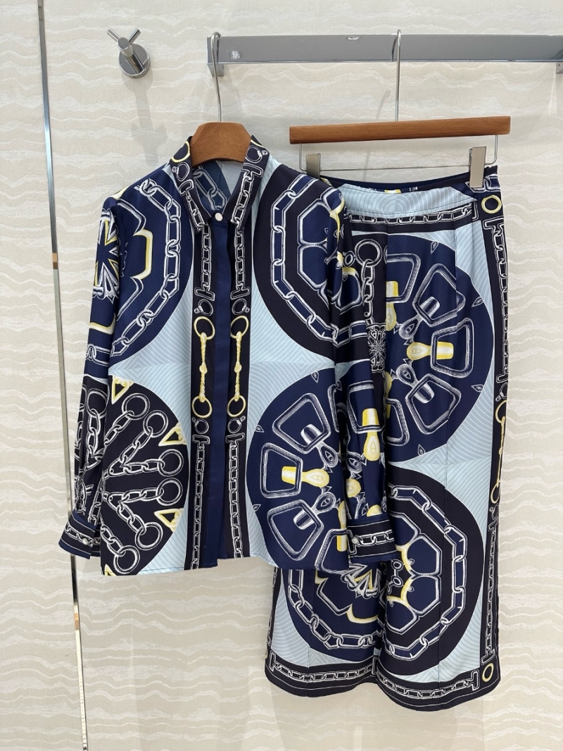 Hermes Effet Kaleidoscope Silk Shirt Blue – Chain and Rope Print Elegance