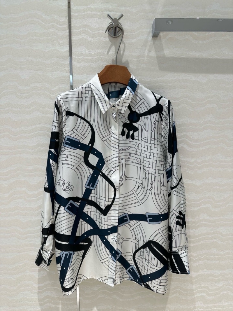 Hermes Chain and Rope Print Silk Shirt