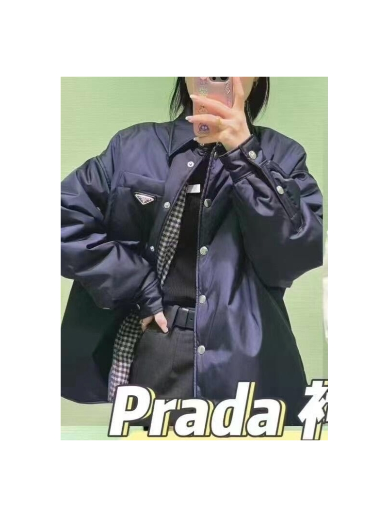 Prada24FW Unisex  Reversible Wool and Nylon Collar Coat  Jacket