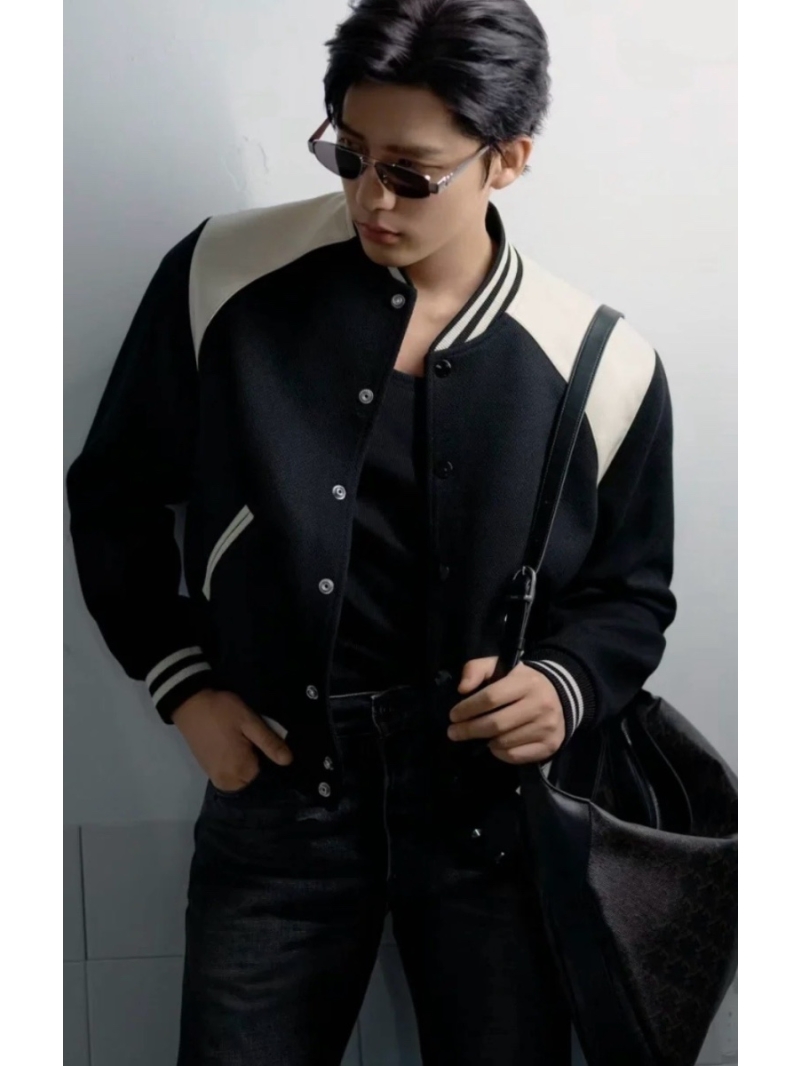 Celine Unisex Wool and Cowhide Patchwork Jacket