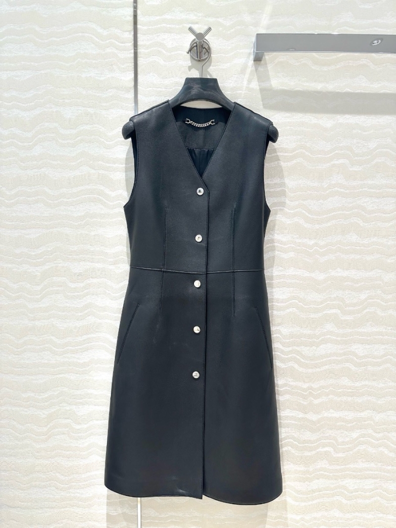 Hermes 24P Limited Edition Grain Lambskin Vest Dress Black