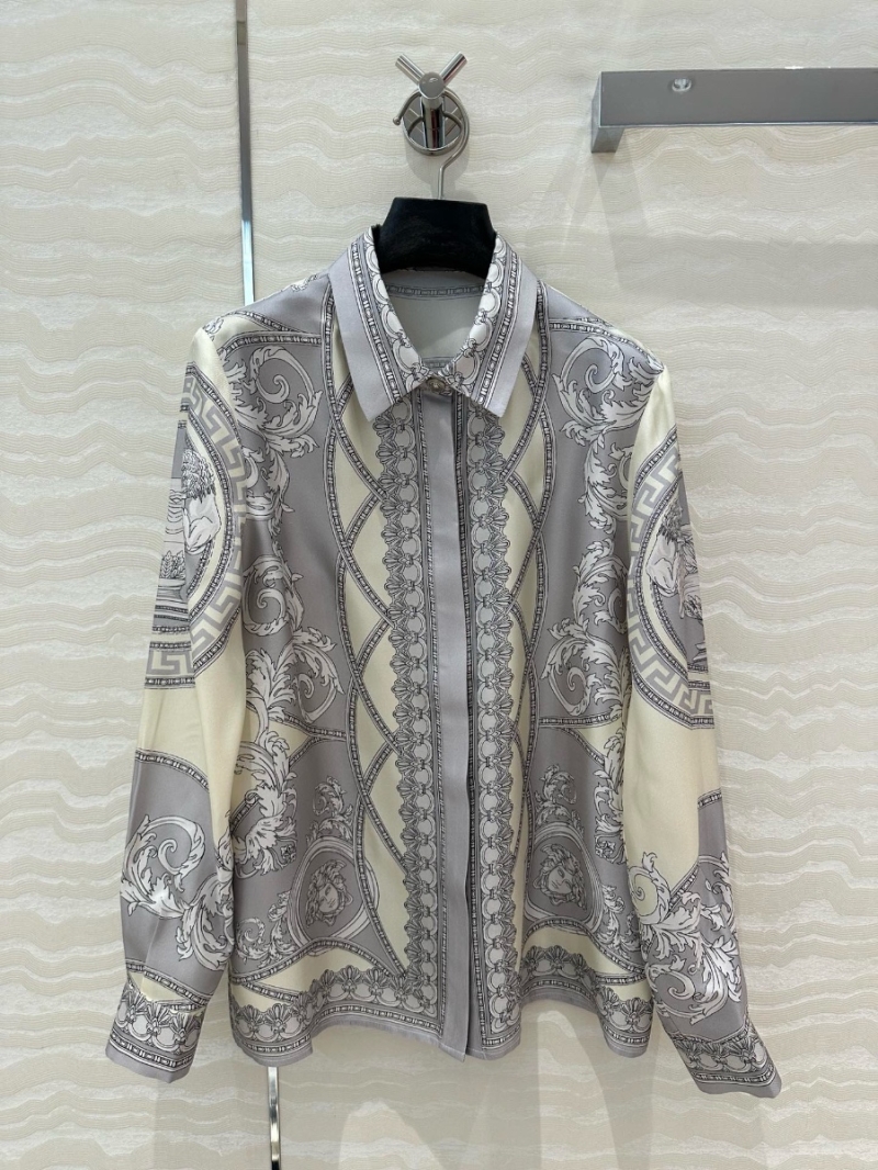 Versace Baroque Silk Twill Shirt with Morandi Tones
