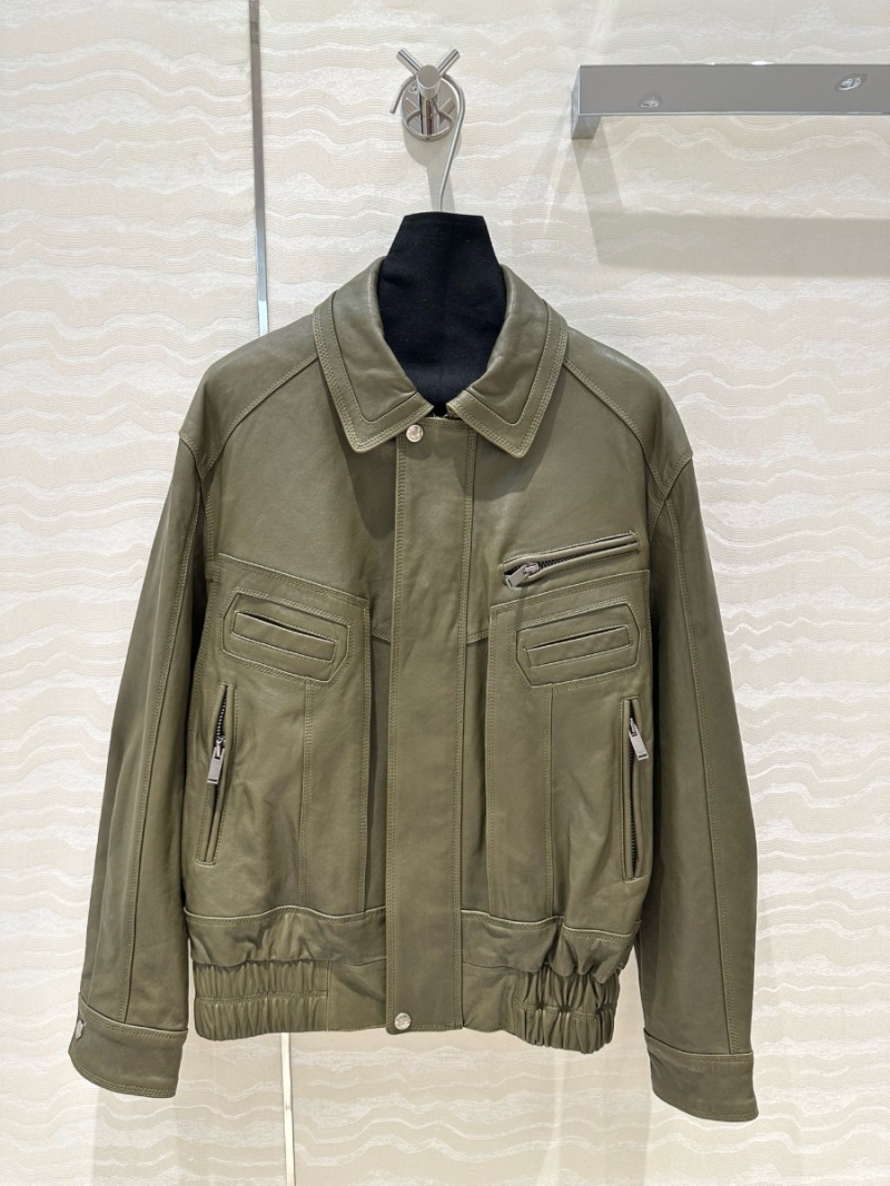 YSL Limited Edition Saint Laurent Oversized Leather Jacket Khaki