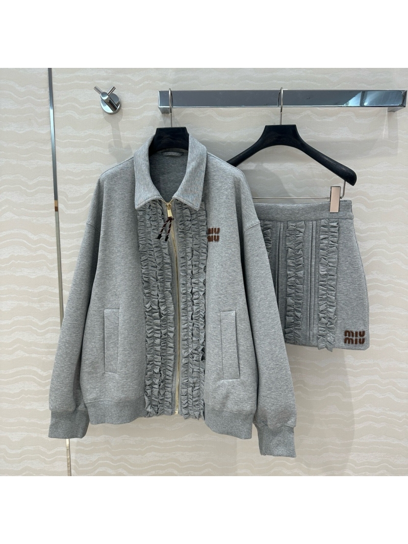 Miu Miu Ruffled Oversized Sweatshirt Jacket – Sweet and Retro Charm