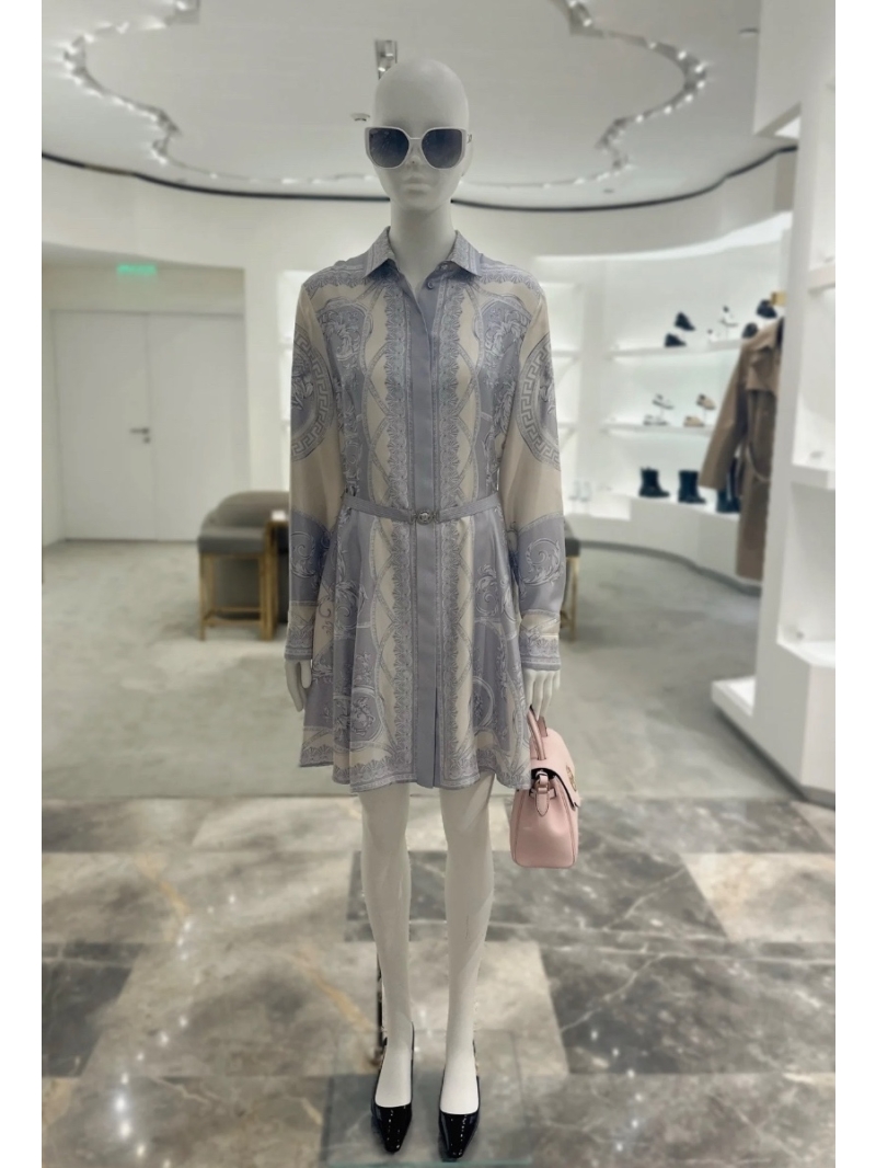 Versace Baroque Silk Twill Dress with Morandi Tones