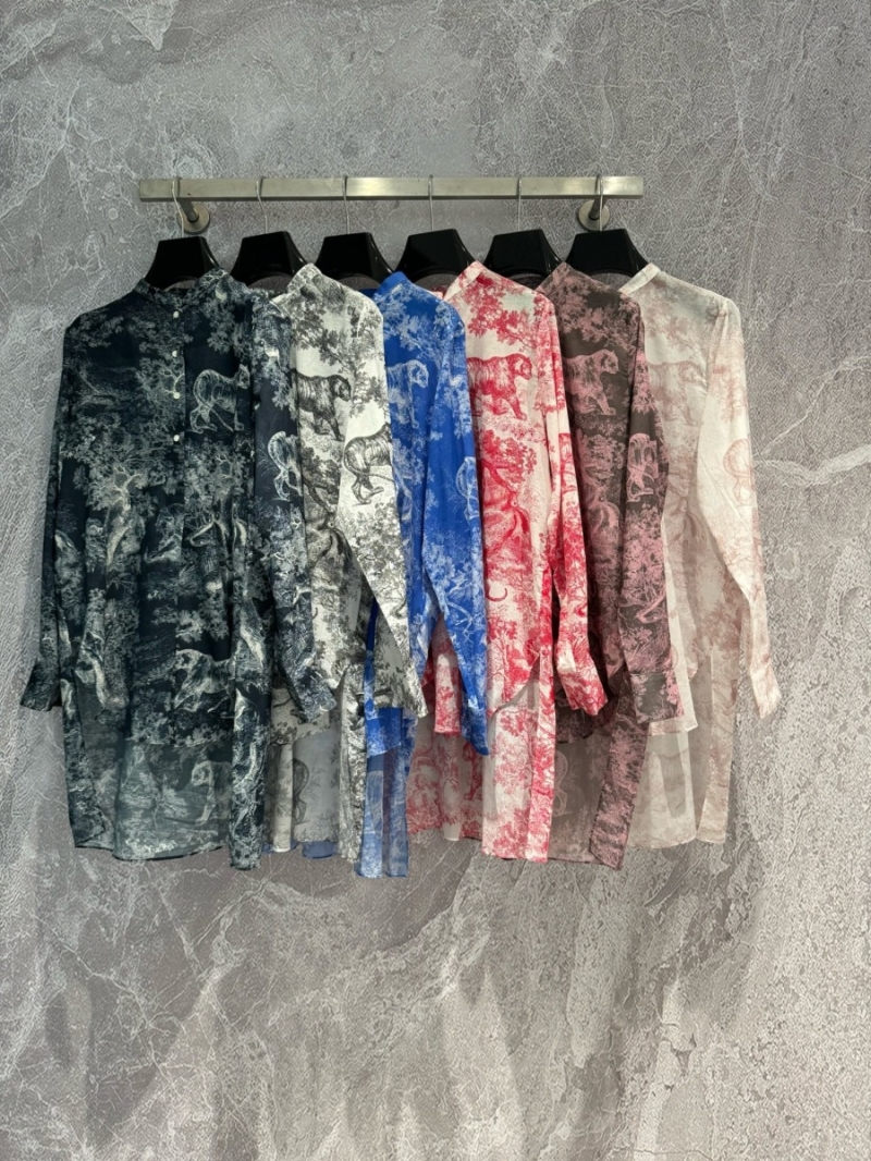 Dior 2024 Fall Riviera Collection - Animal Print Shirt in Navy Blue