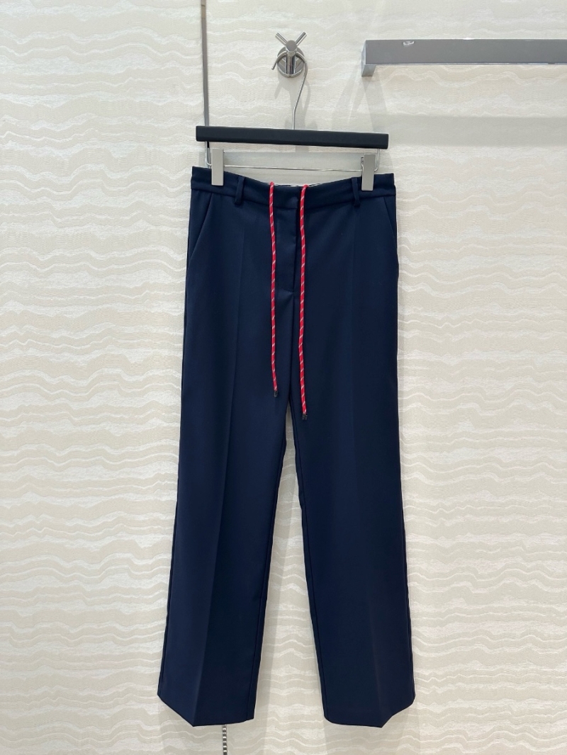 Miu Miu Red Drawstring Low-Waist Wool Trousers – Sleek and Versatile