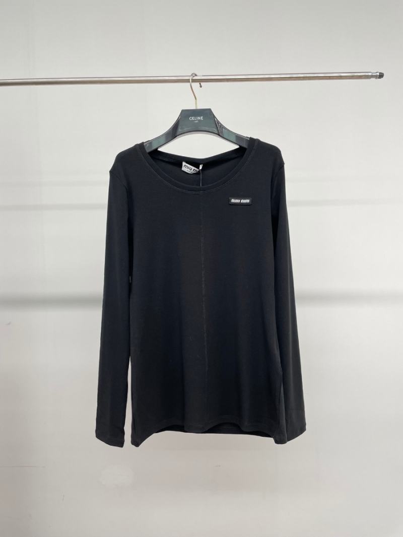 Miu Miu 24 FW Early Autumn Collection Logo Long-Sleeve Base Dress