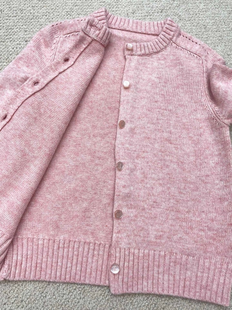 Celine 2024 Autumn Classic Cropped Wool Cardigan Soft Pink