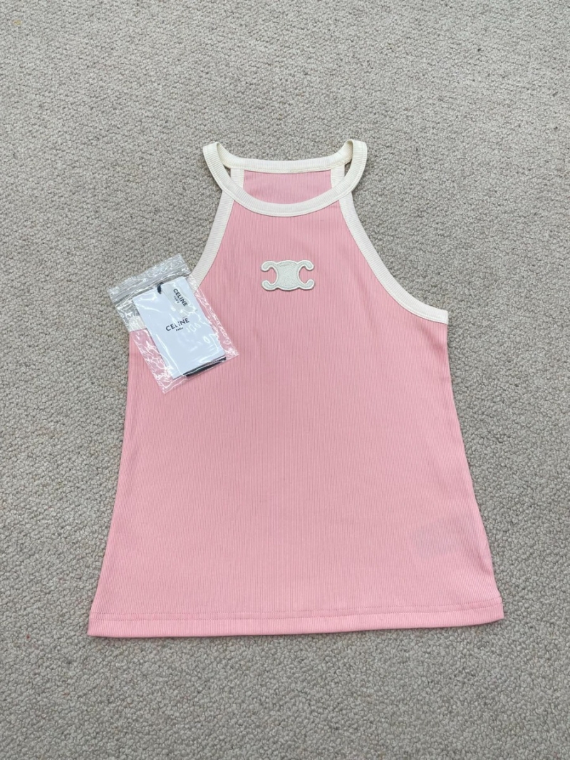 Celine 2024 Pink Ribbed Halter Top