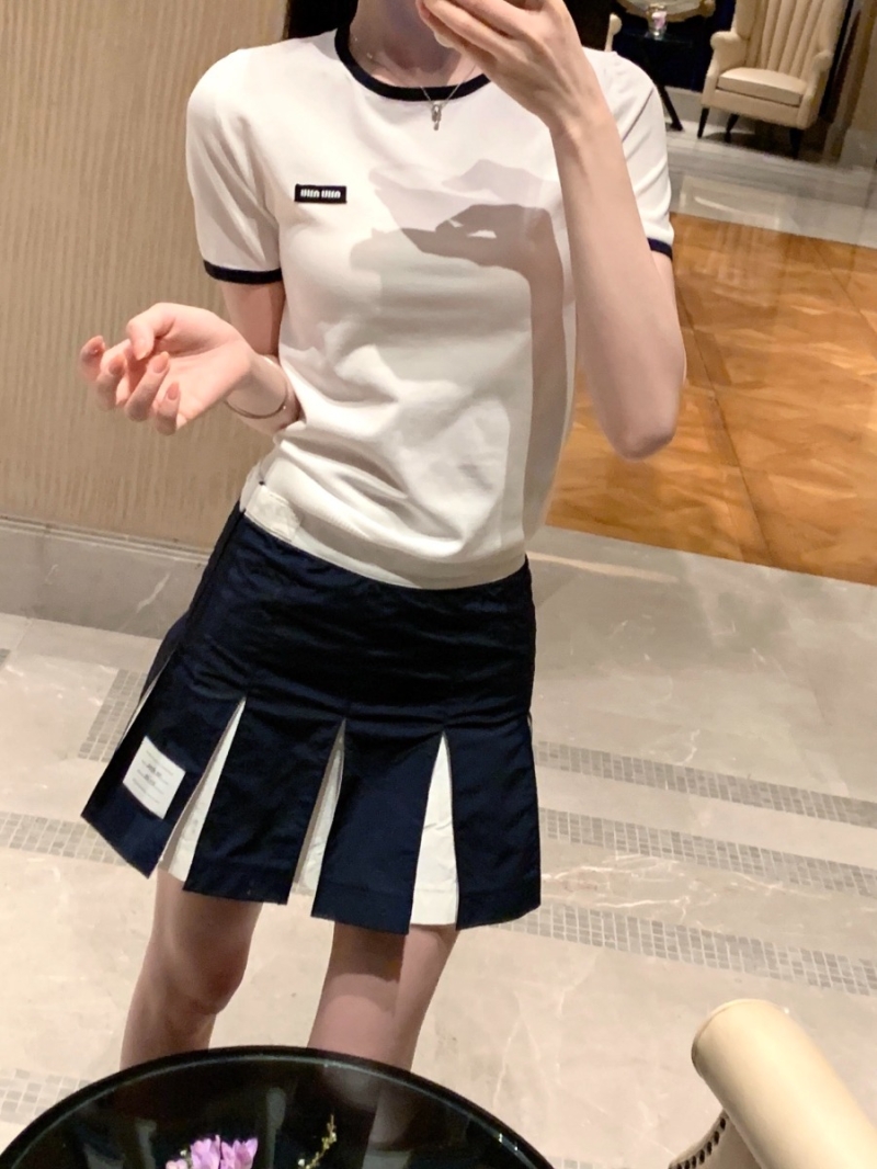 Miu Miu 2025 Spring/Summer Chic Logo T-Shirt White