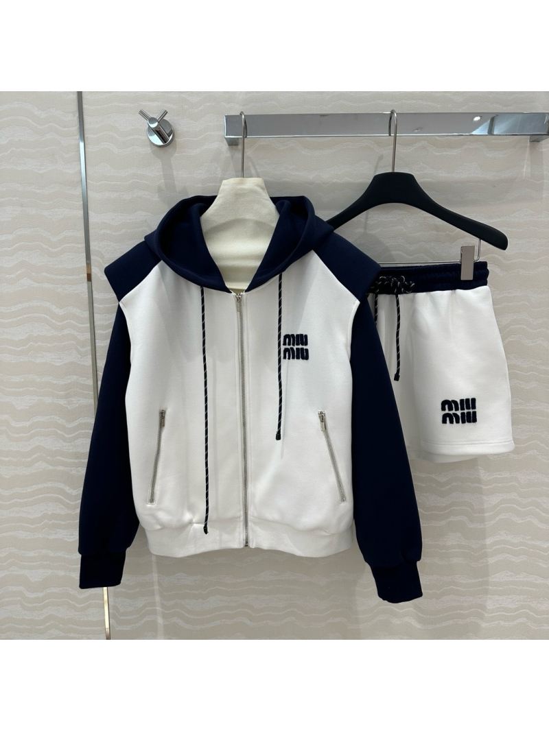 Miu Miu Two-Piece Colorblock Hoodie Set Navy