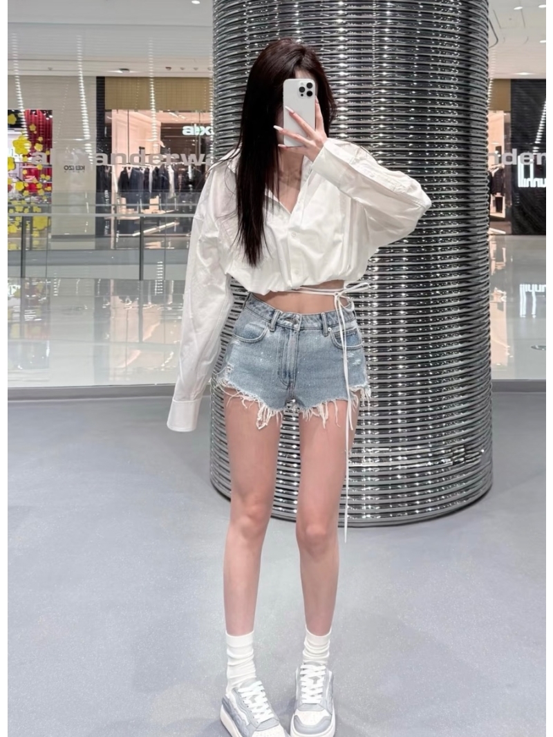 Alexander Wang Drawstring Cropped Shirt White – Sleek and Sophisticated