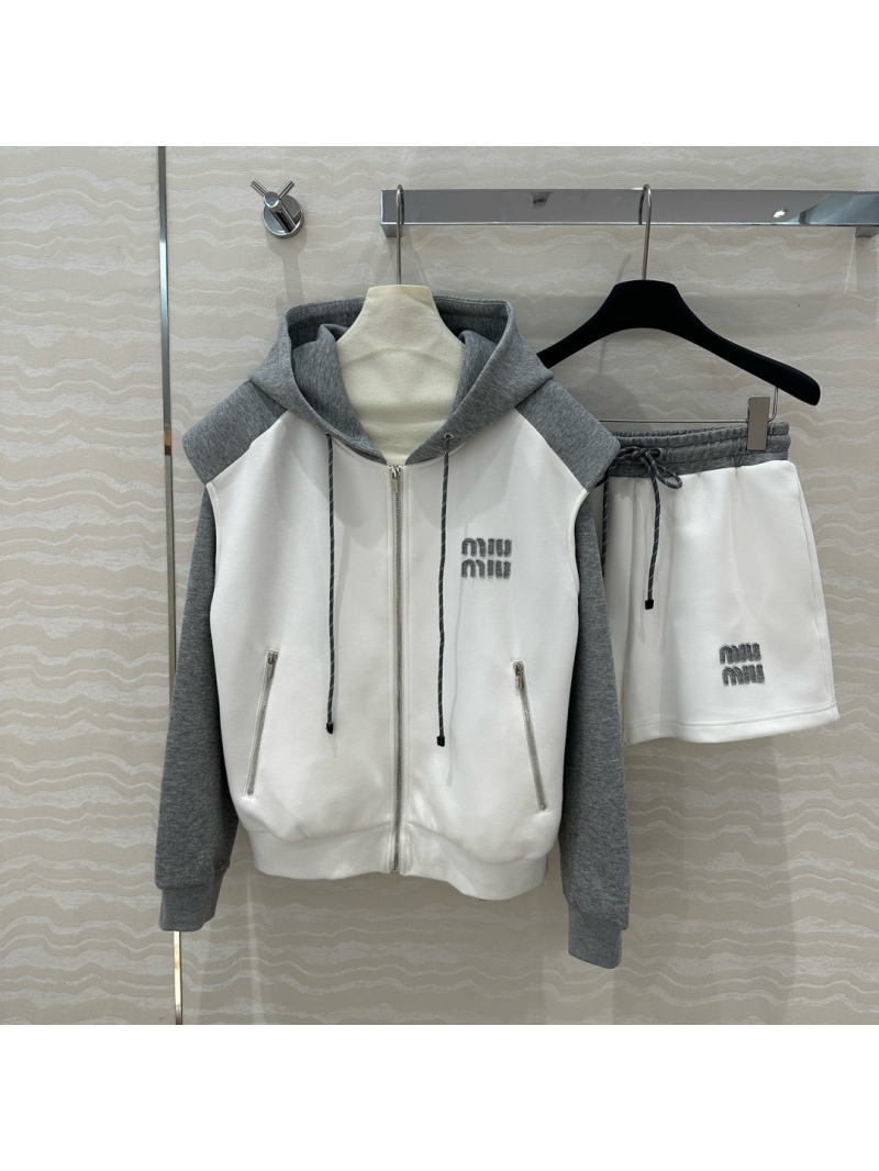 Miu Miu Two-Piece Colorblock Hoodie Set Grey