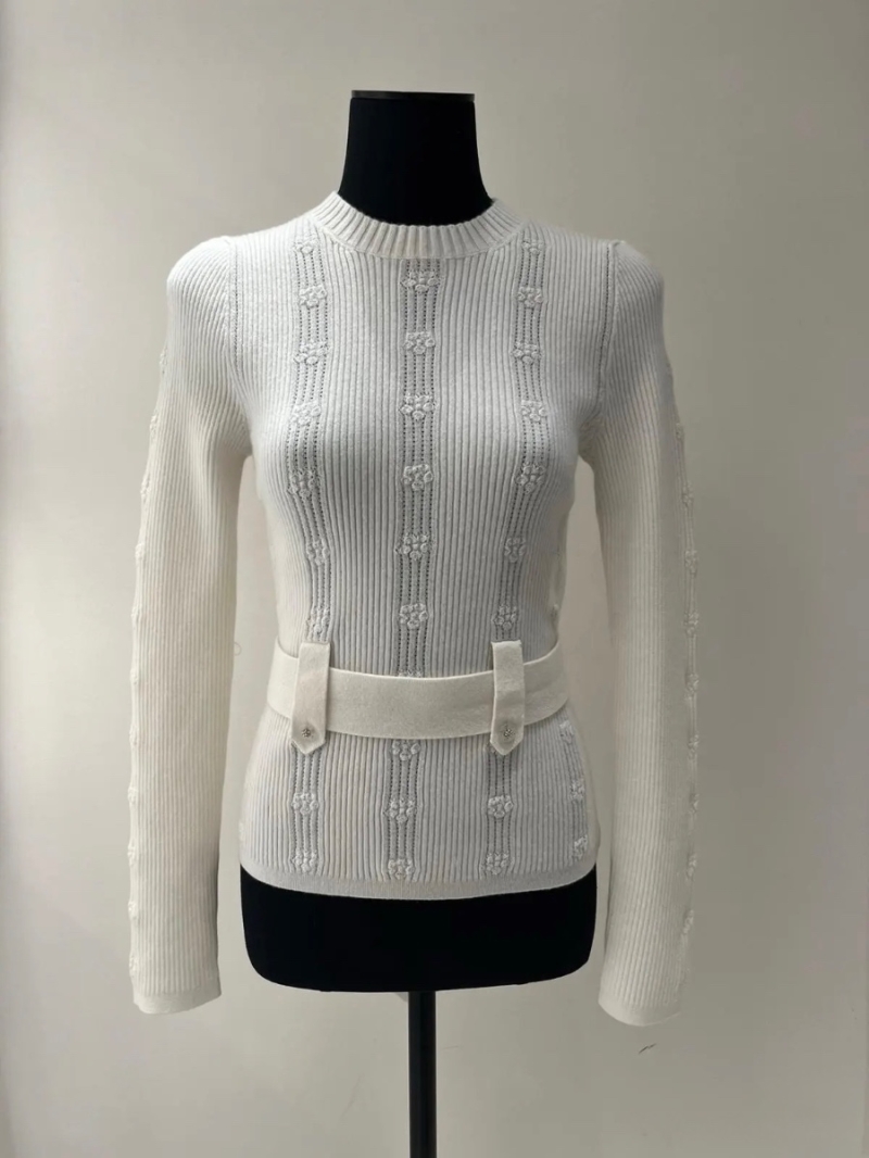 Chanel CC 24N Coco25 Early Spring Cashmere Sweater White