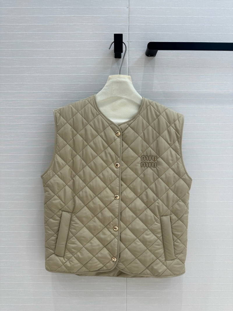 Miu Miu Fall/Winter 24 Quilted Puffer Vest in Creamy Beige